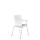 White Perforated Back Chair With Integrated Arms, Upholstered Seat And Chrome 4 Leg Frame